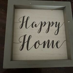 Gray Wooden 'Happy Home' Sign